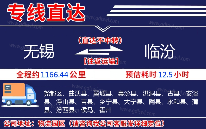 無(wú)錫到臨汾物流公司