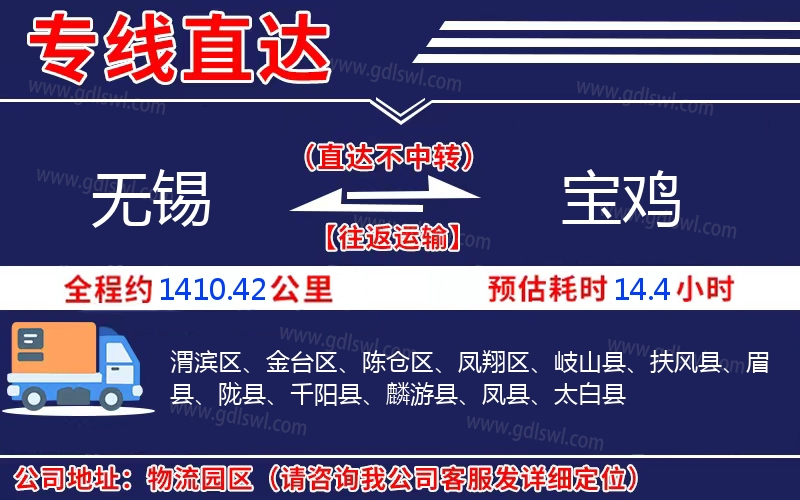 無錫到寶雞物流公司
